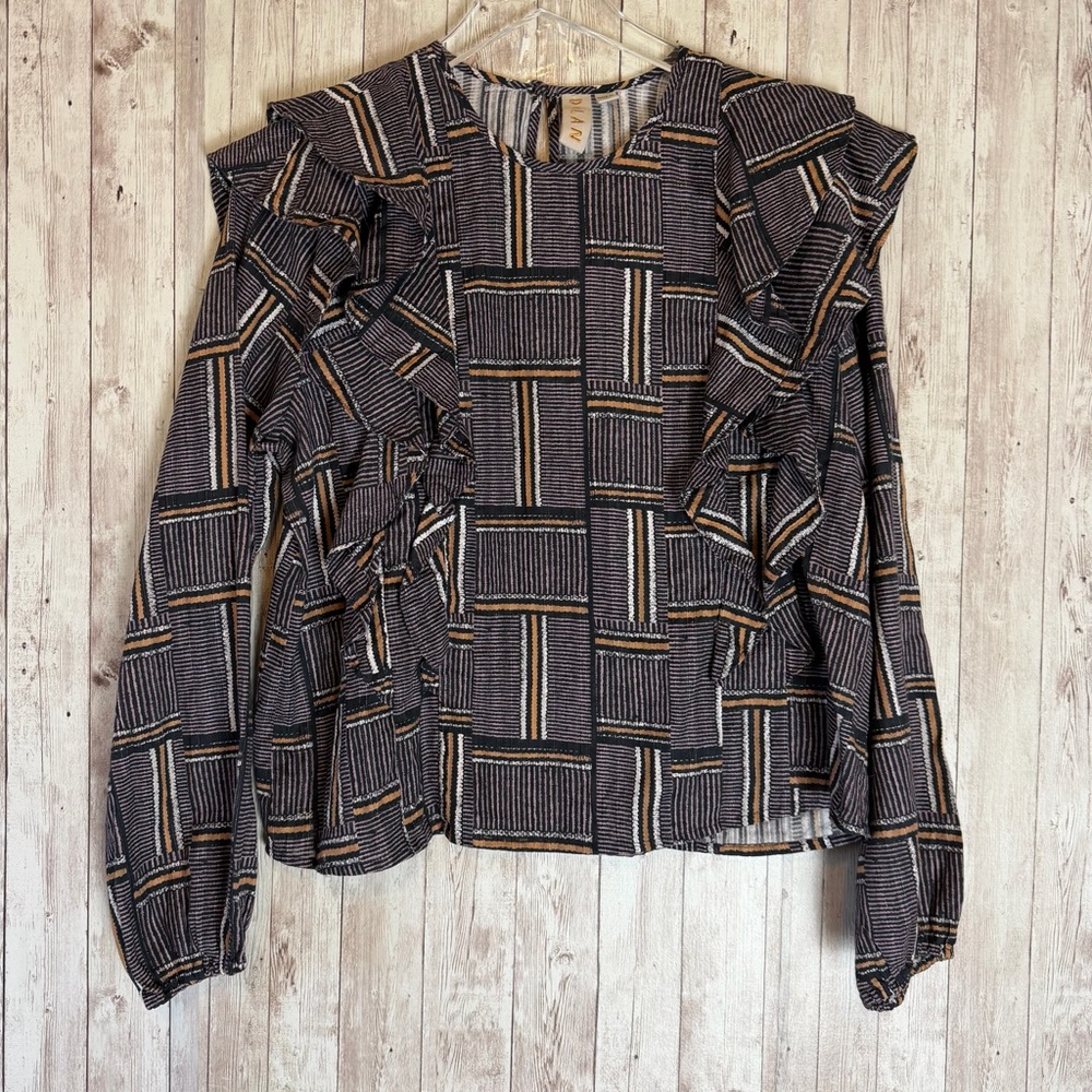 Anthropologie x Dolan 'Nala' Cotton-Rayon Ruffle Blouse Size Medium - Picture 2 of 10